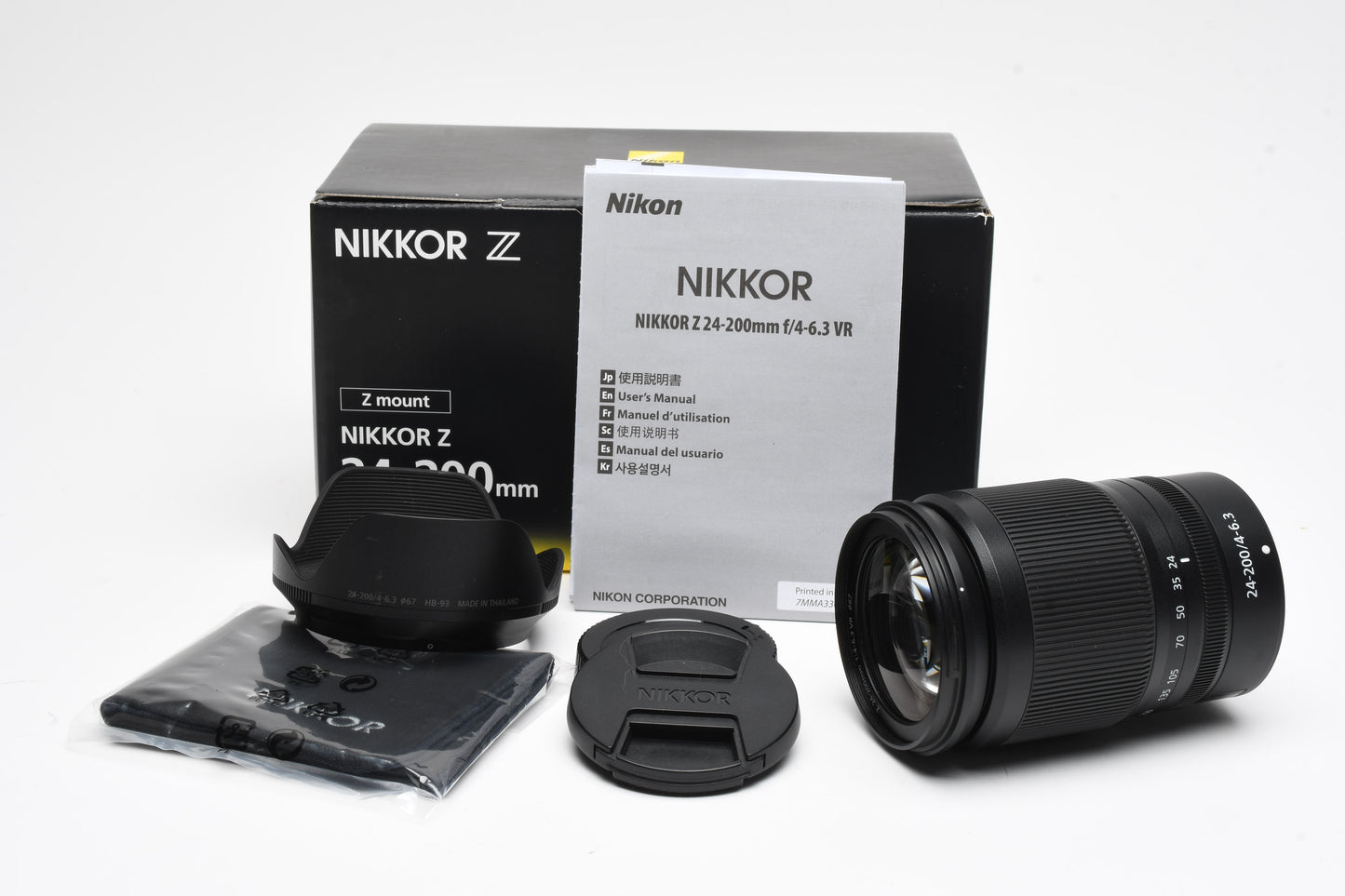 Nikon Nikkor Z 24-200mm f4-6.3 VR zoom lens, Caps, Hood, Boxed, USA, Read*