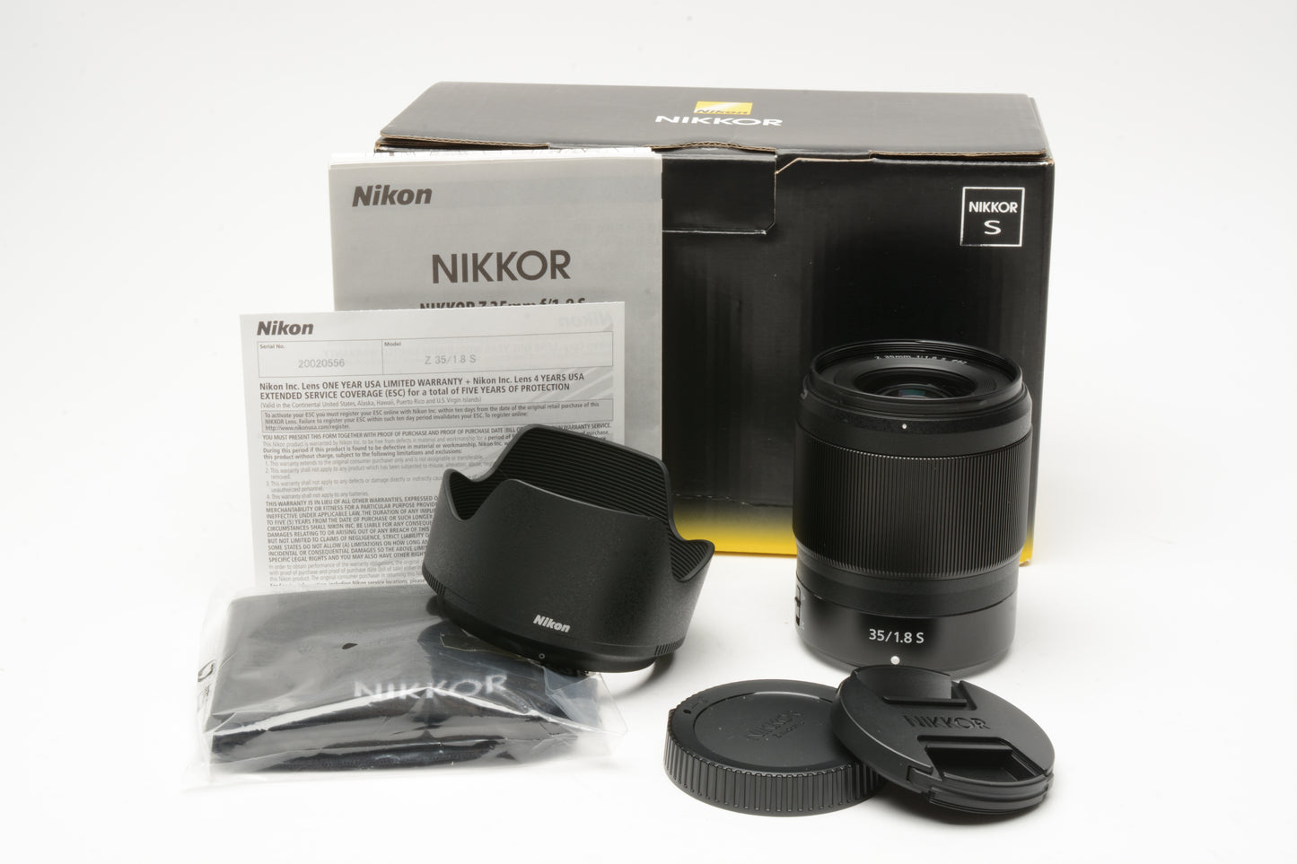 Nikon Nikkor Z 35mm F1.8 S Wide lens, Hood+Caps, Mint, USA, Boxed