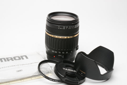 Tamron AF 18-200mm f3.5-6.3 XR Di II LD IF Macro Lens Canon AF +Hood, UV