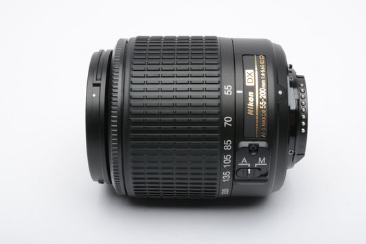 Nikon AF-S DX Zoom Nikkor 55-200mm f4-5.6G ED DX lens, Boxed, Mint