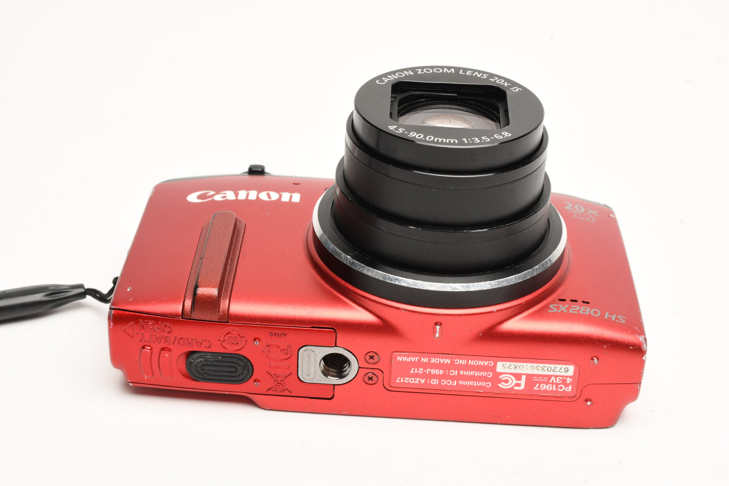Canon PowerShot SX280 HS 12.1MP Digital Point&Shoot Camera (Red), 2Batts