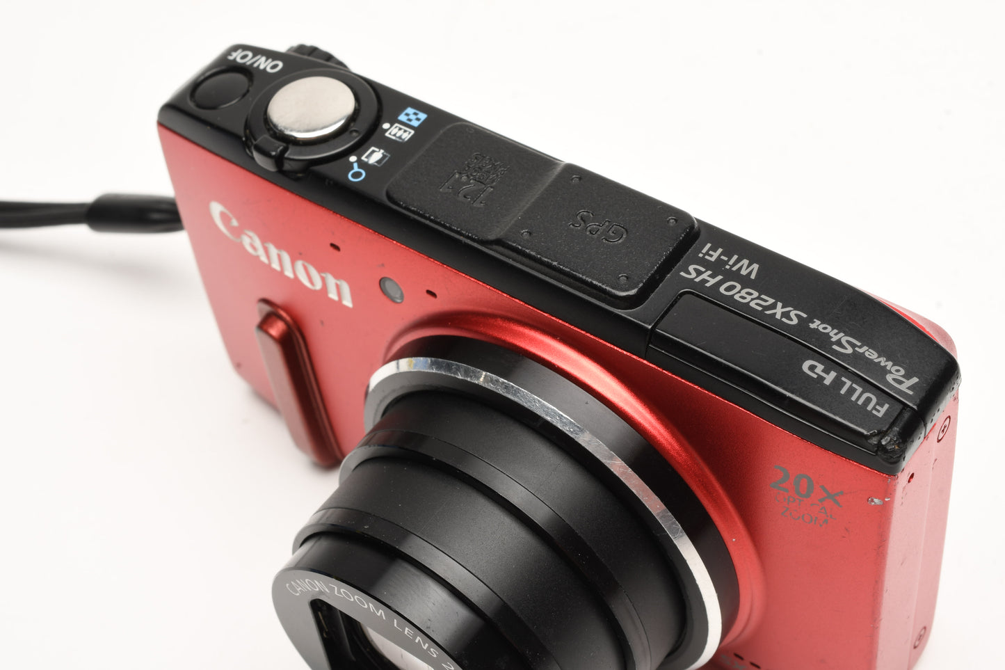 Canon PowerShot SX280 HS 12.1MP Digital Point&Shoot Camera (Red), 2Batts