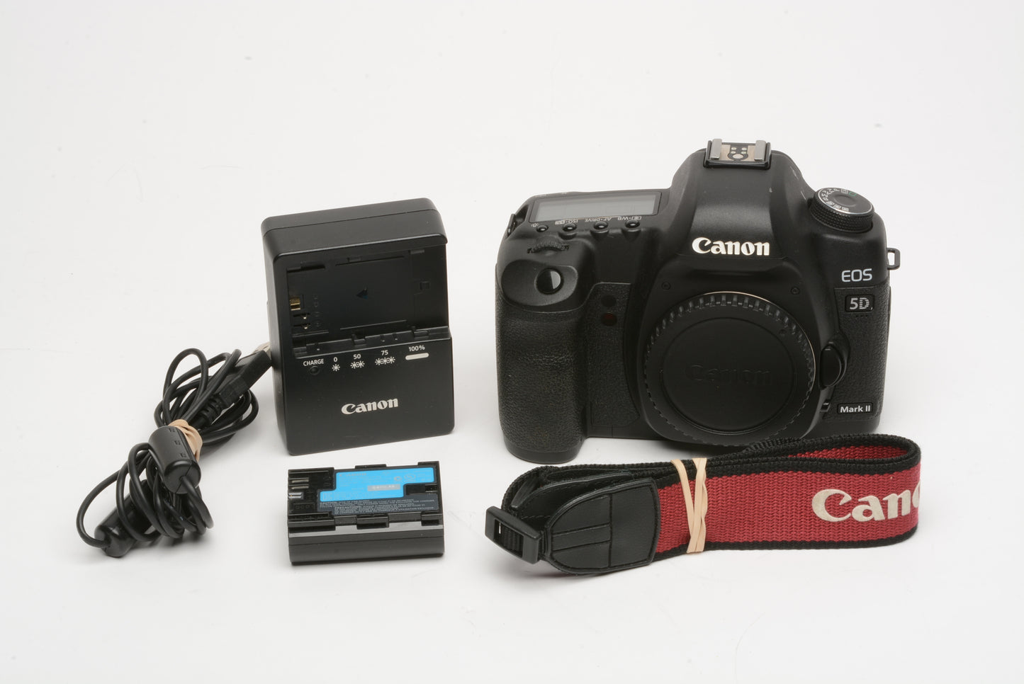 Canon EOS 5D Mark II DSLR Body, battery, charger, strap, Very clean! Only 17K Acts