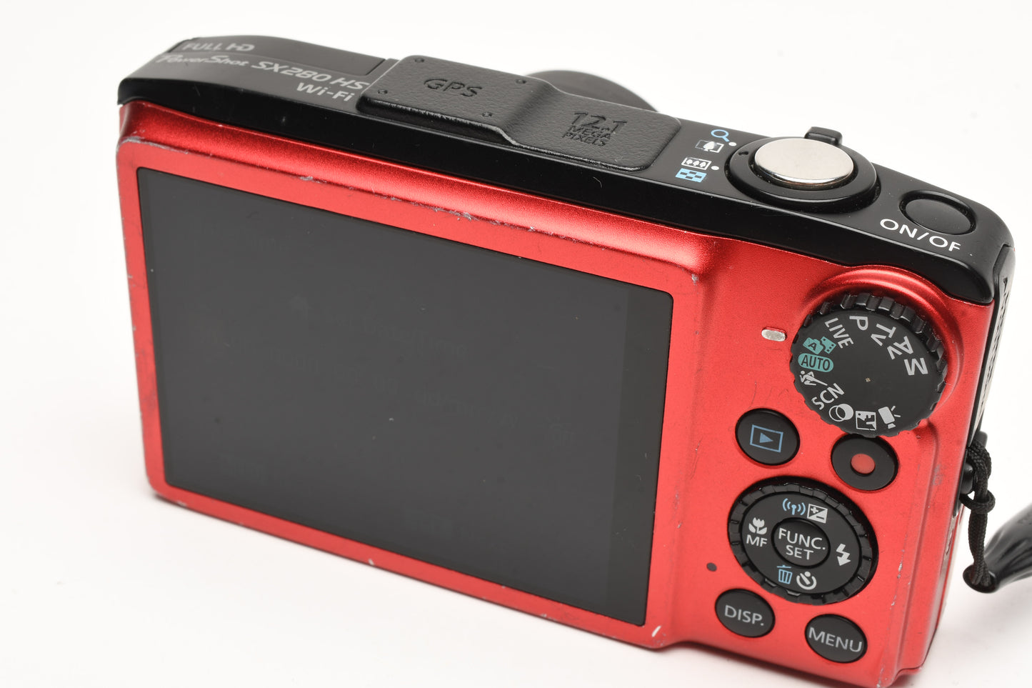 Canon PowerShot SX280 HS 12.1MP Digital Point&Shoot Camera (Red), 2Batts