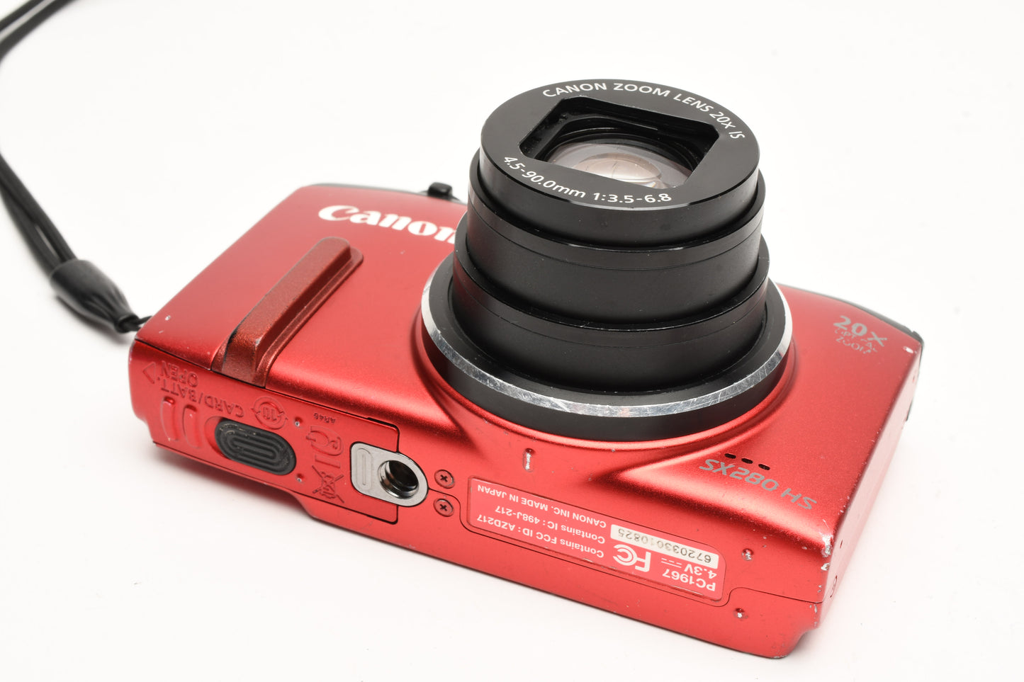 Canon PowerShot SX280 HS 12.1MP Digital Point&Shoot Camera (Red), 2Batts
