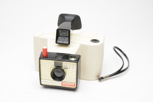 Polaroid The Swinger camera bundle, w/Film and AG1 flashbulbs + manual