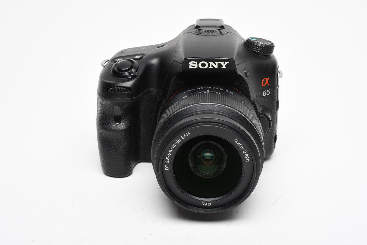 Sony A65 SLT-A65V DSLR Body w/18-55mm zoom, batt, charger, strap, only 6633 acts!