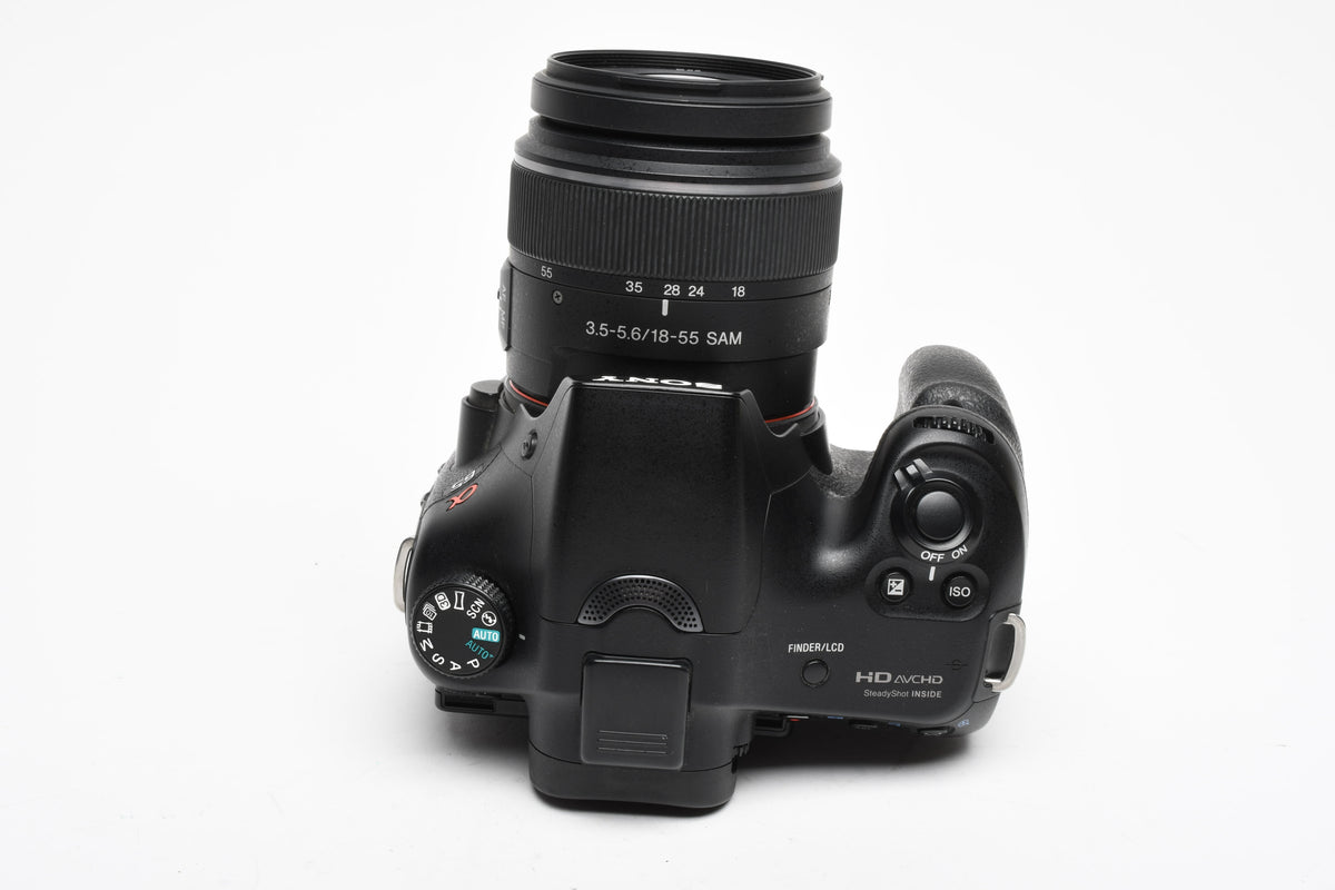Sony A65 SLT-A65V DSLR Body w/18-55mm zoom, batt, charger, strap, only 6633 acts!