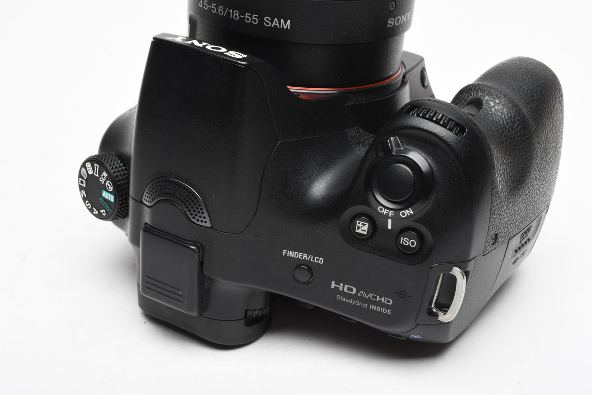 Sony A65 SLT-A65V DSLR Body w/18-55mm zoom, batt, charger, strap, only 6633 acts!