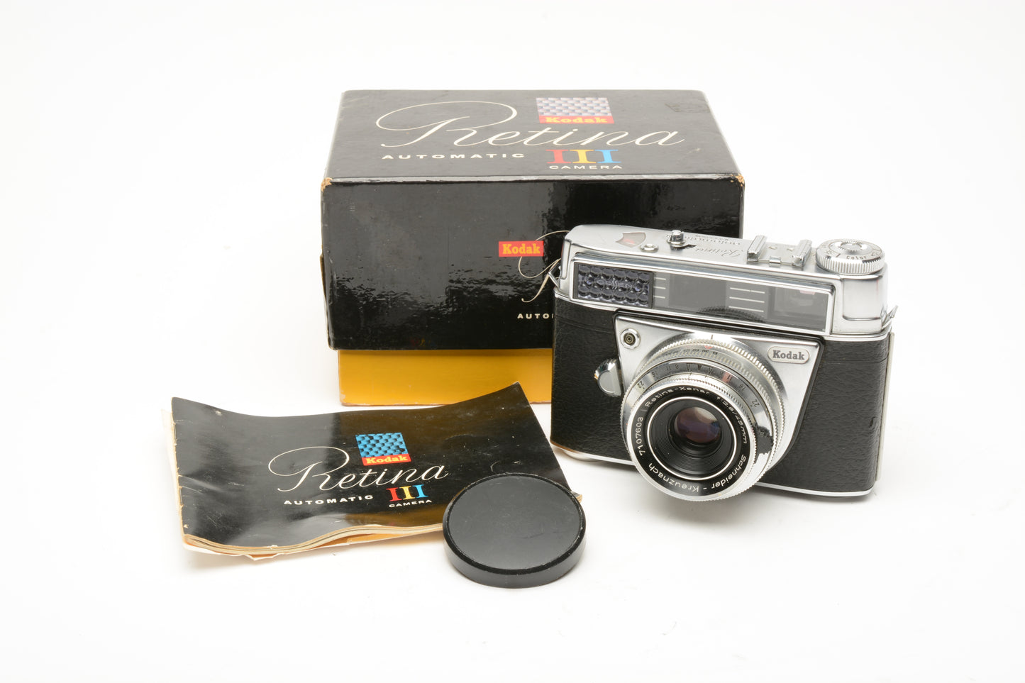Kodak Retina III 35mm rangefinder w/Xenar 45mm f2.8, Tested, Great, Box