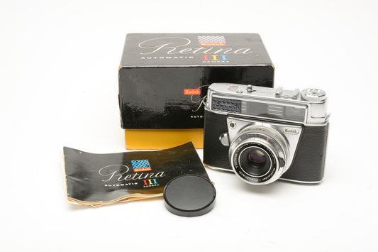 Kodak Retina III 35mm rangefinder w/Xenar 45mm f2.8, Tested, Great, Box