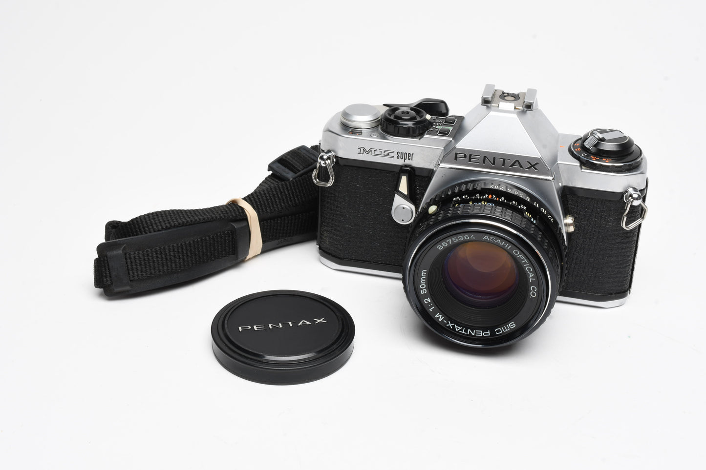Pentax ME Super SLR w/ Pentax-M 50mm f2 Lens, Strap, New Seals, Nice!