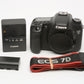Canon EOS 7D 18MP DSLR body, batt+charger+strap, 39K acts, tested, great!