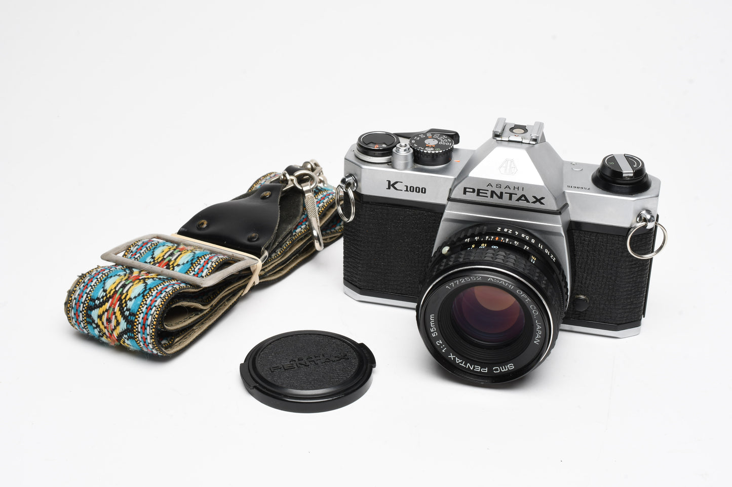 Pentax K1000 35mm SLR w/50mm f1.8 SMC Lens, Strap, New Seals, Nice!