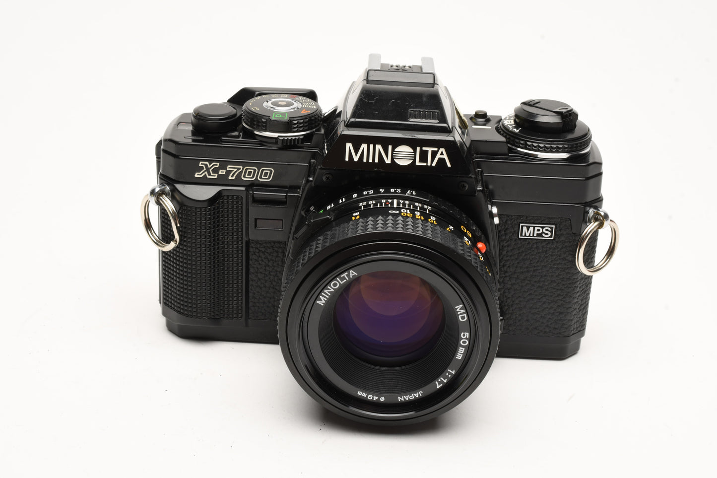 Minolta X700 35mm SLR w/50mm f1.7 lens, strap, cap, Sky, new seals, Great
