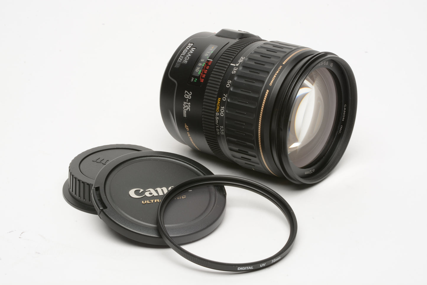 Canon EF 28-135mm f3.5-5.6 IS zoom lens, caps + UV filter, clean!