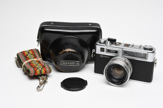 Yashica Electro 35 G Rangefinder w/45mm f1.7 Lens, Cap, Case, Strap, New Seals!