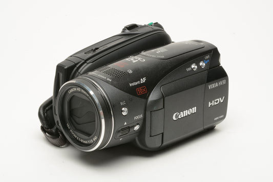 Canon Vixia HV30 Mini DV HD Video Camcorder, 2batts, remote, AV cables, case, Nice!