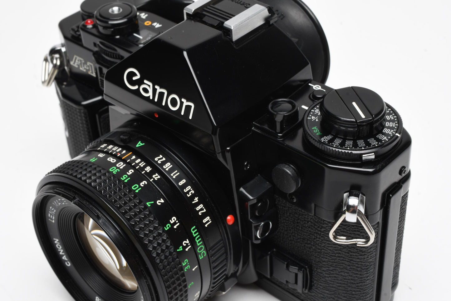Canon A-1 35mm SLR w/ 50mm f1.8 FD Lens, Canvas Strap, New Seals, Great!