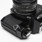 Richo KR-5 Super SLR w/Rikenon 50mm f/2 Lens, Strap, Case, New Seals!