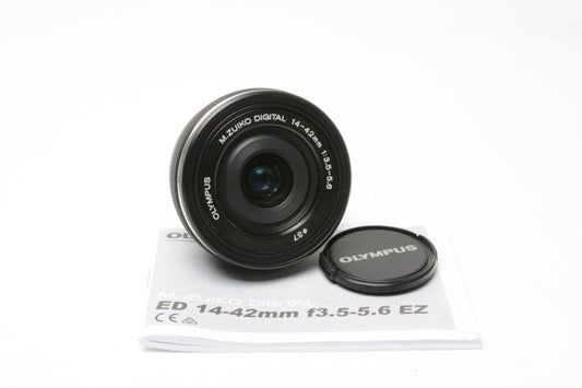 Olympus 14-42mm f3.5-5.6 EZ ED MSC pancake lens, Mint- (Black)