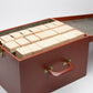 16x12x10" slide tray storage box w/leatherette wrap (Brown) w/16 Ansco 40 trays