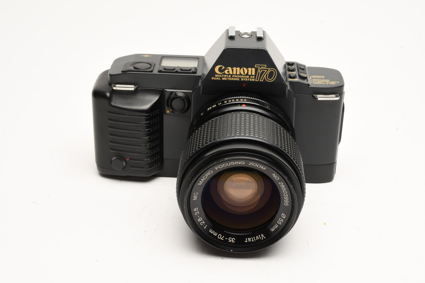 Canon T70 35mm SLR w/Vivitar 35-70mm zoom, tested, New seals