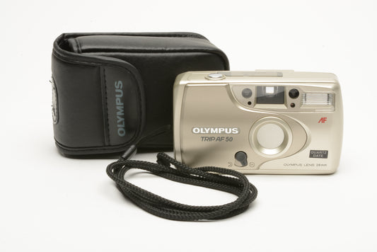 Olympus Trip AF 50 QD 35mm Point&Shoot Camera w/28mm lens, case, strap