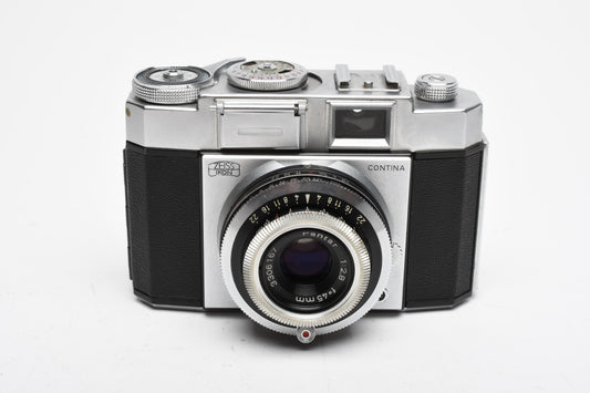 Zeiss Ikon Contina w/Plantar 45mm f2.8, good meter, Case, *Read