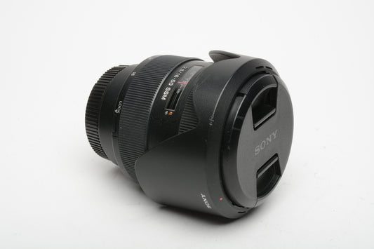 Sony 16-50mm f/2.8 SSM DT Autofocus Lens for A-Mount, with Caps & Hood, Great!