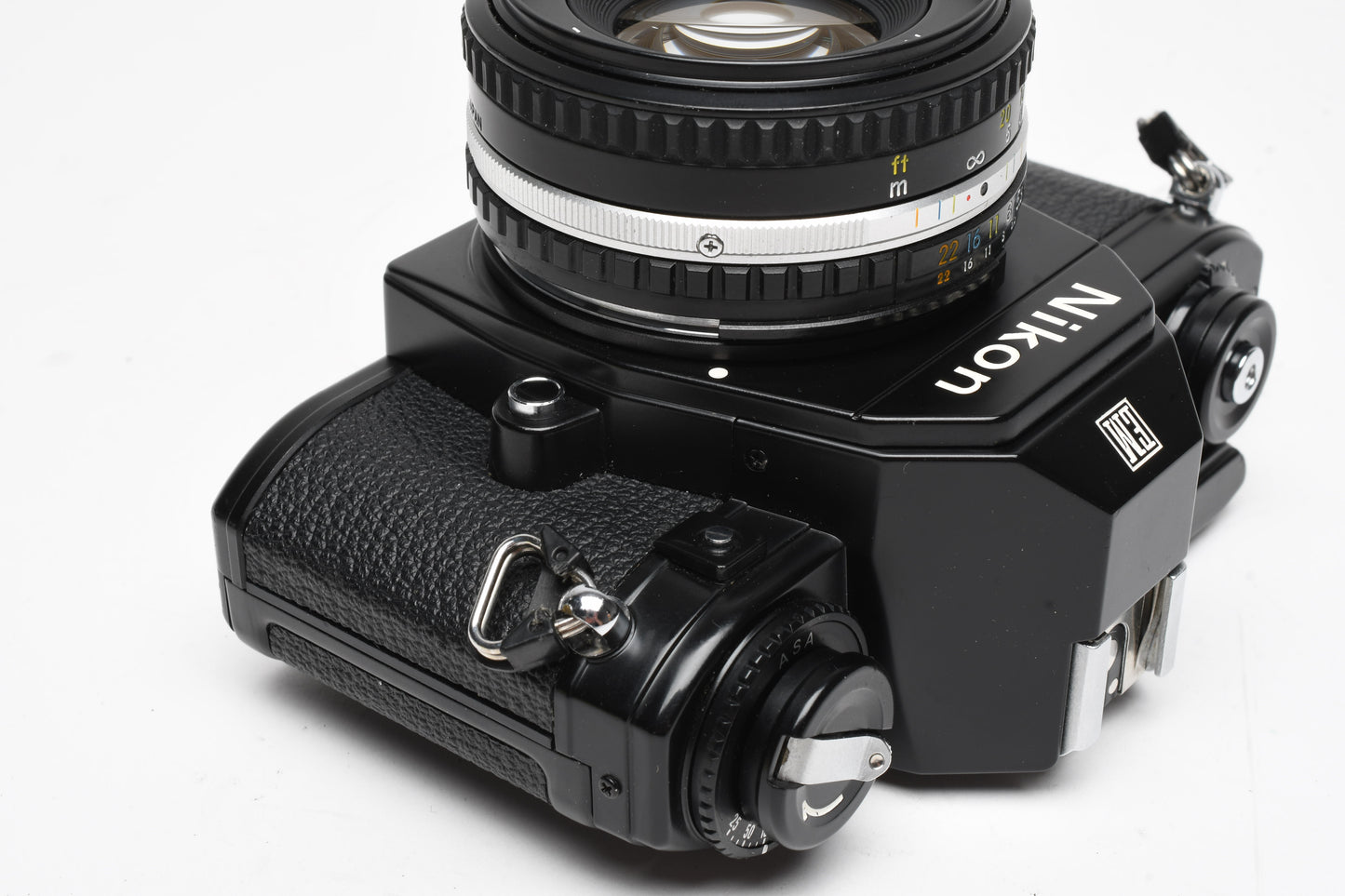 Nikon EM 35mm SLR w/Nikon Series E 50mm f1.8 Lens, Strap, Manual, 1A Filter, New Seals!