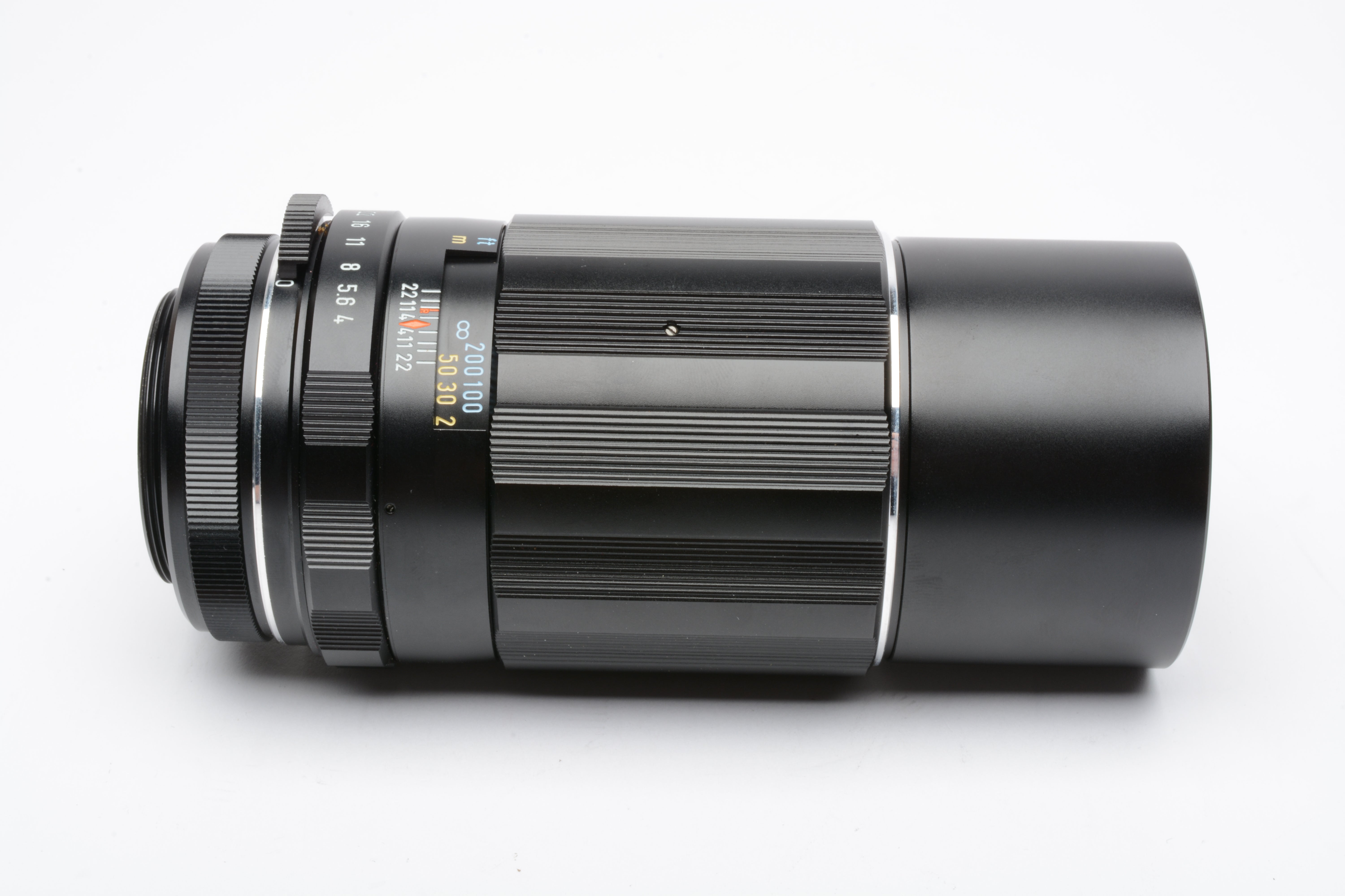 Pentax Super Takumar 200mm f4 M42 mount lens, Mint, +hood, case 