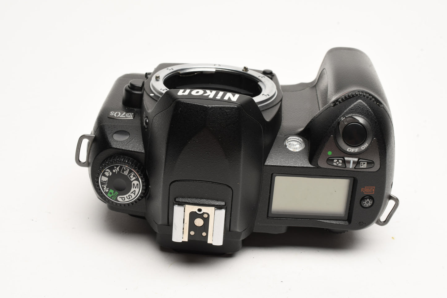 Nikon D70s DSLR body w/batt., charger, strap, USB, 19K Acts, Great!