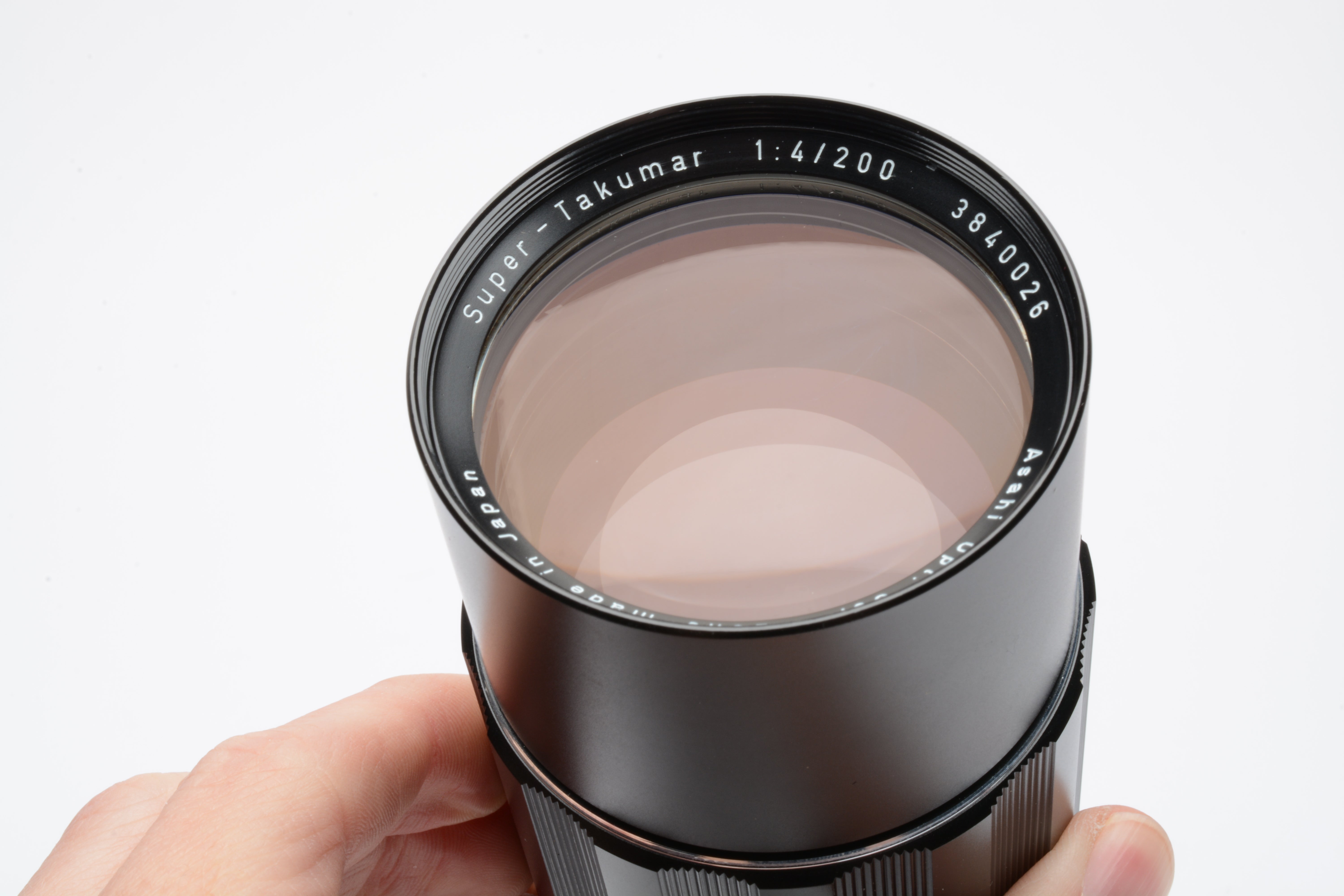 Pentax Super Takumar 200mm f4 M42 mount lens, Mint, +hood, case, UV filter