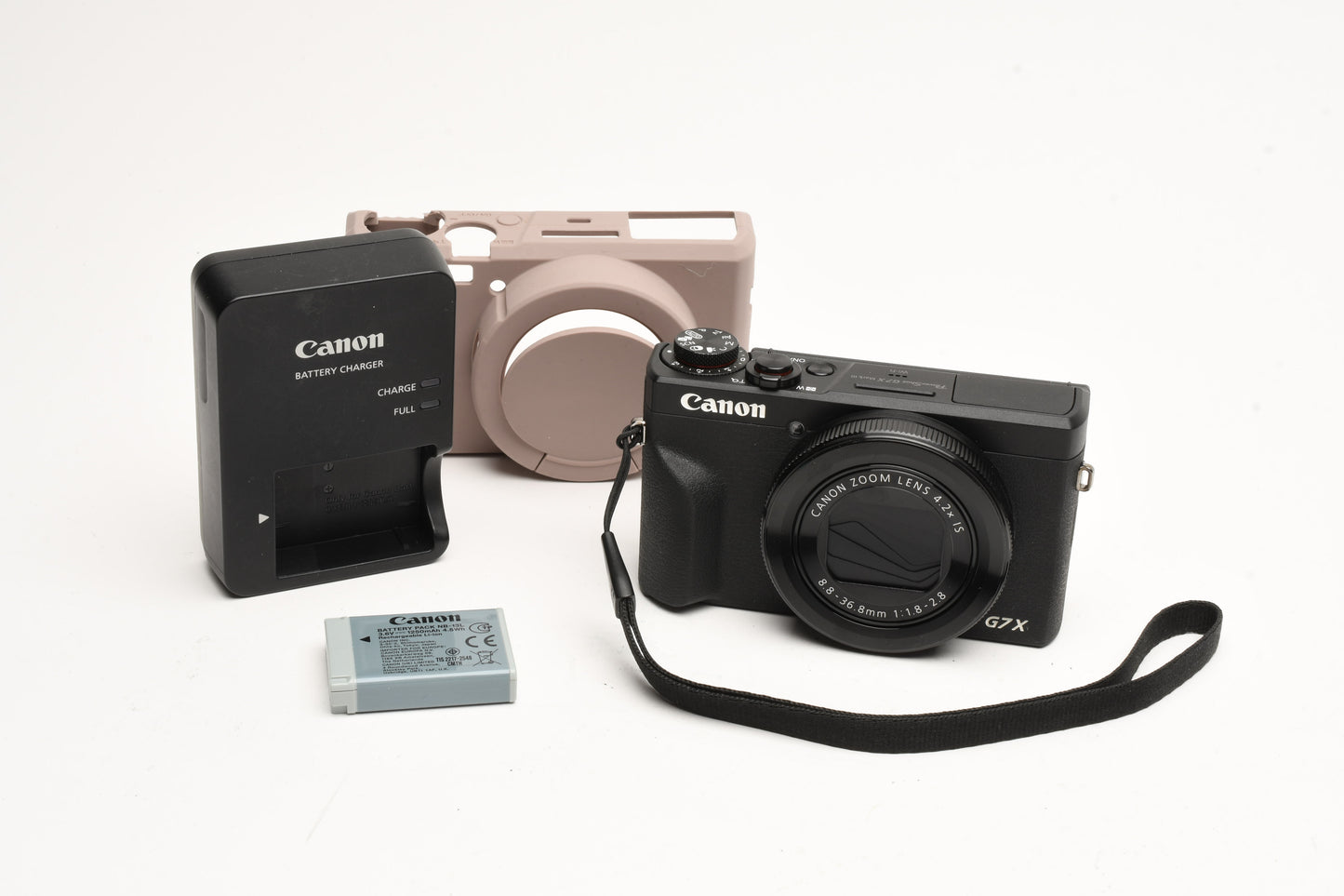 Canon G7x III 20.2MP Digital Point&Shoot camera, batt+charger+rubber shell, Mint-