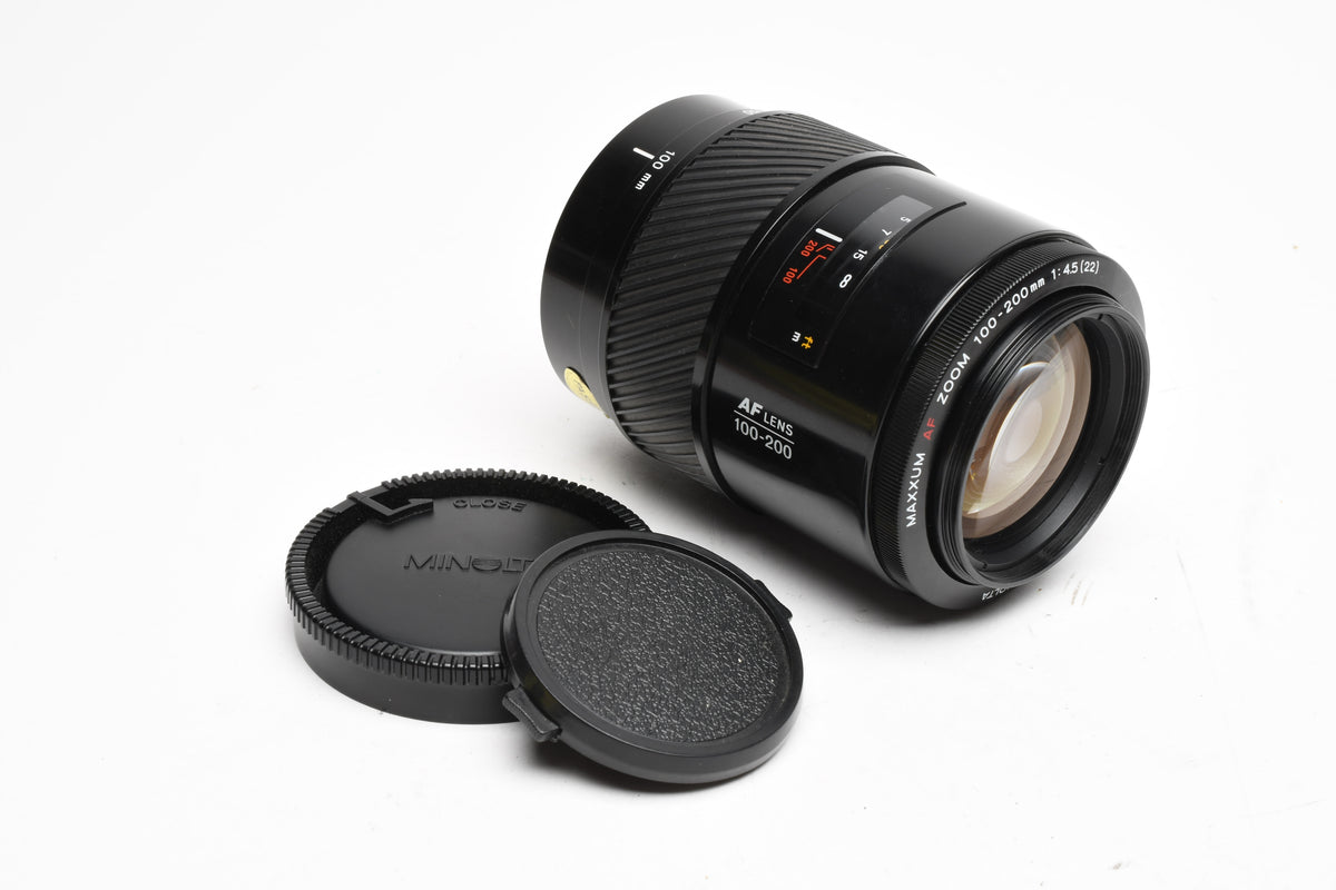 Minolta Maxxum AF Zoom 100-200mm F4.5 lens, Caps, Great!