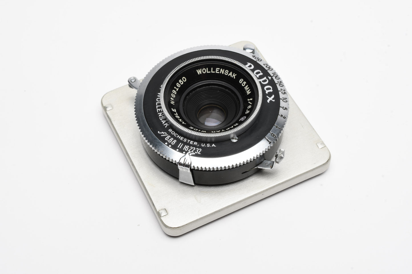 Wollensak Raptar 65mm f6.8 Large format lens w/ 62mm square board, Tested, Great
