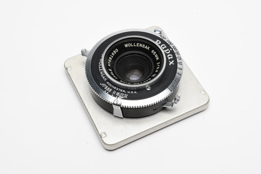 Wollensak Raptar 65mm f6.8 Large format lens w/ 62mm square board, Tested, Great