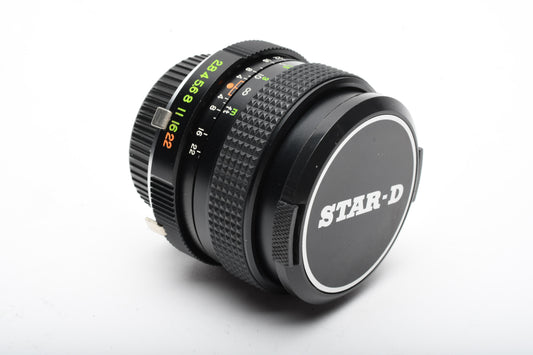 Star-D MC 28mm f2.8 wide lens for Minolta MD Mount + Caps