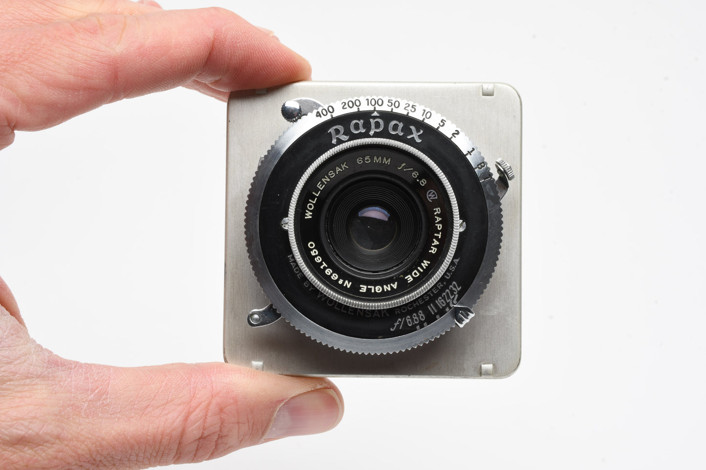 Wollensak Raptar 65mm f6.8 Large format lens w/ 62mm square board, Tested, Great