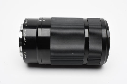 Sony 55-210mm f4.5-6.3 E OSS zoom lens (Black), Hood, UV, Nice!