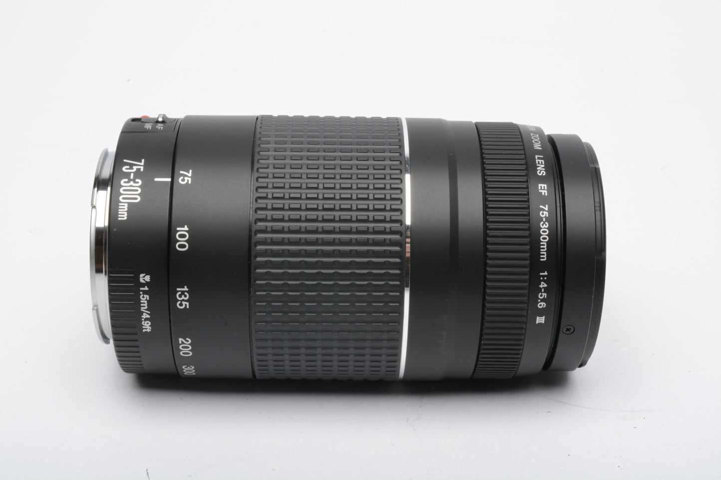 Canon EF 75-300mm f4-5.6 III Telephoto zoom lens, caps, tested, +UV