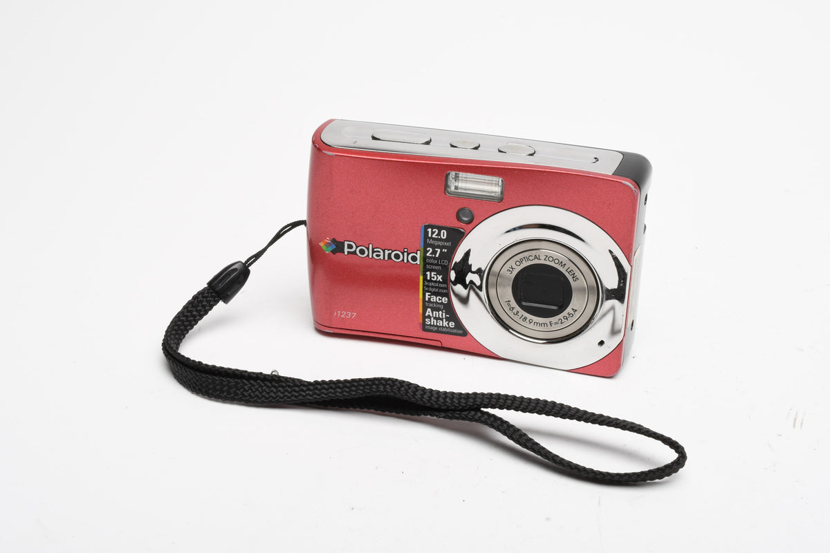 Polaroid i1237 12MP Digital Point&Shoot camera (Red), Strap, Great!