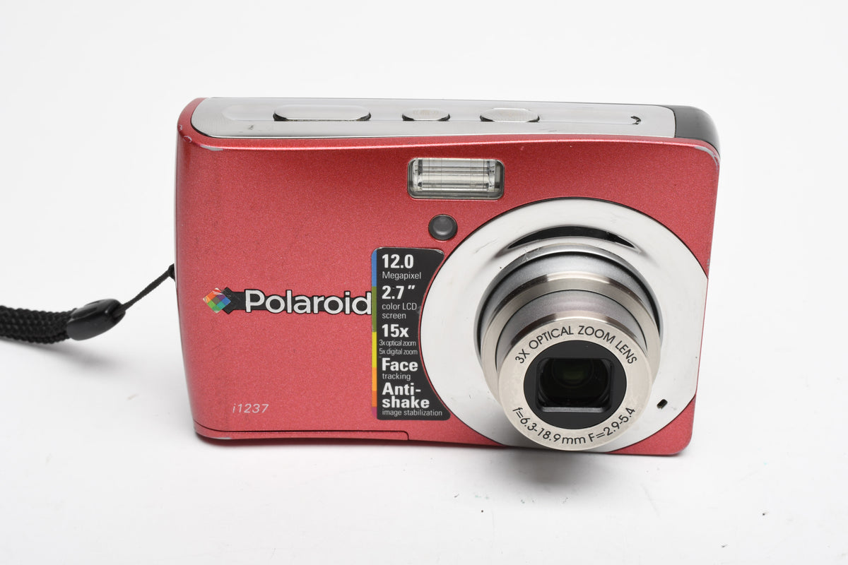 Polaroid i1237 12MP Digital Point&Shoot camera (Red), Strap, Great!