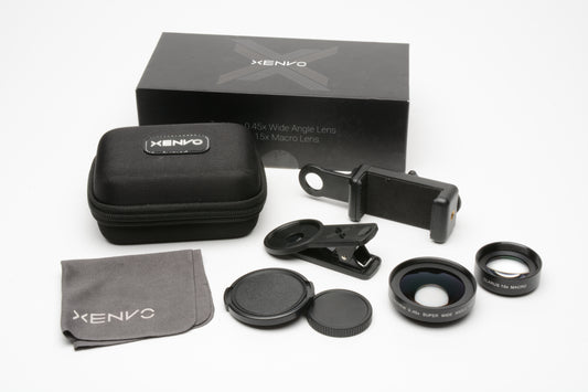 Xenvo Pro Lens Kit Truview .45x Wide Angle Clarus 15x Macro Lens, Boxed, Mint-