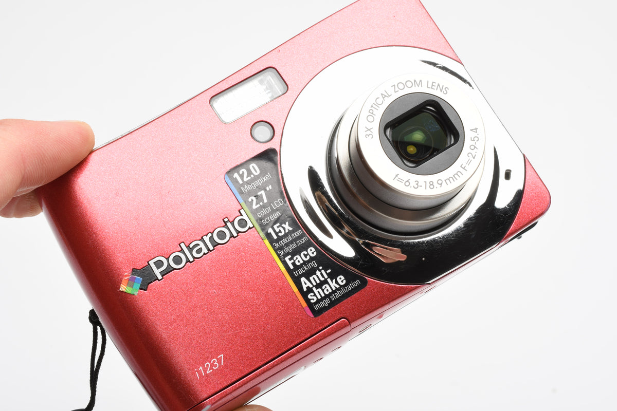 Polaroid i1237 12MP Digital Point&Shoot camera (Red), Strap, Great!
