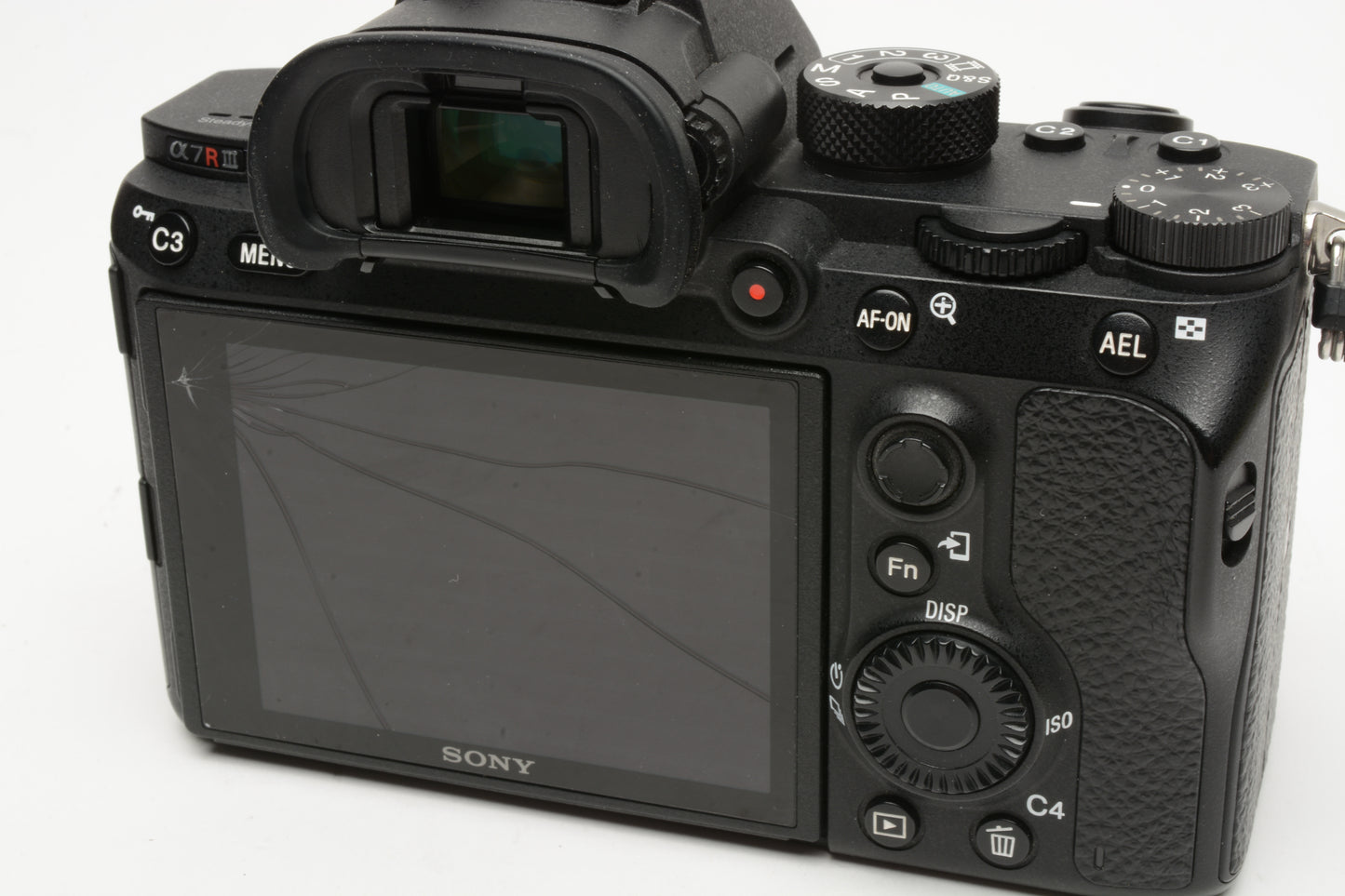 Sony A7R III Mirrorless Body, 16K Acts, Cracked screen, still great