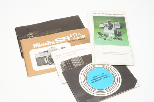 Minolta SRT-101 Chrome 35mm SLR Body Only, cap+manuals+new seals, Tested
