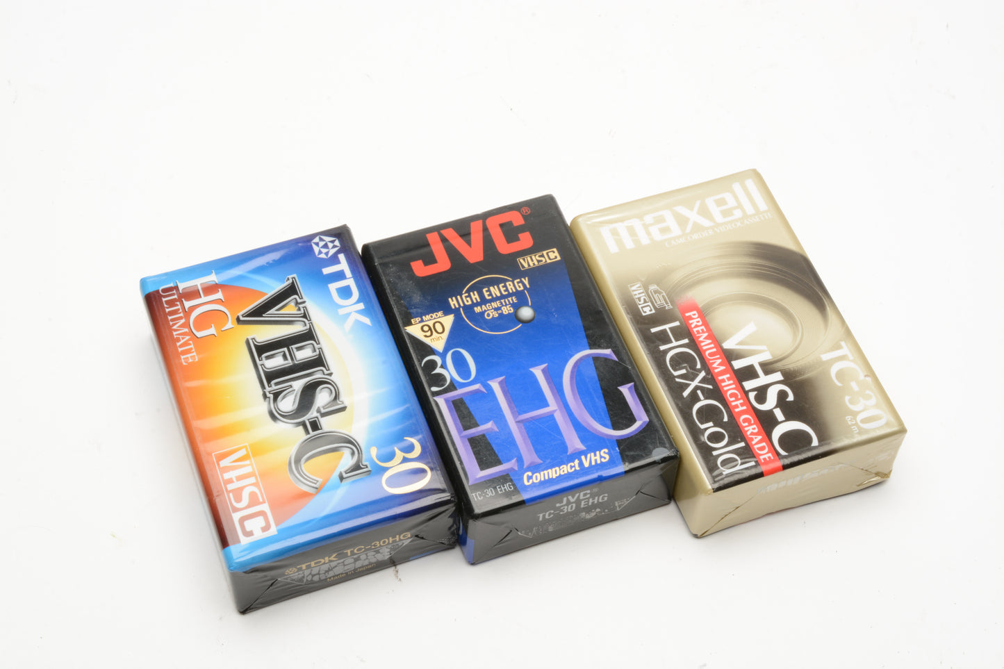 3X VHS-C High Quality video cassettes (Maxell, JVC, TDK Bundle)