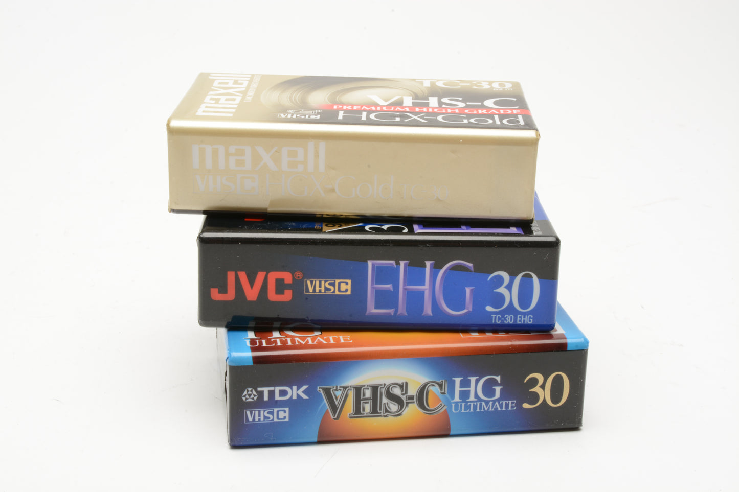 3X VHS-C High Quality video cassettes (Maxell, JVC, TDK Bundle)